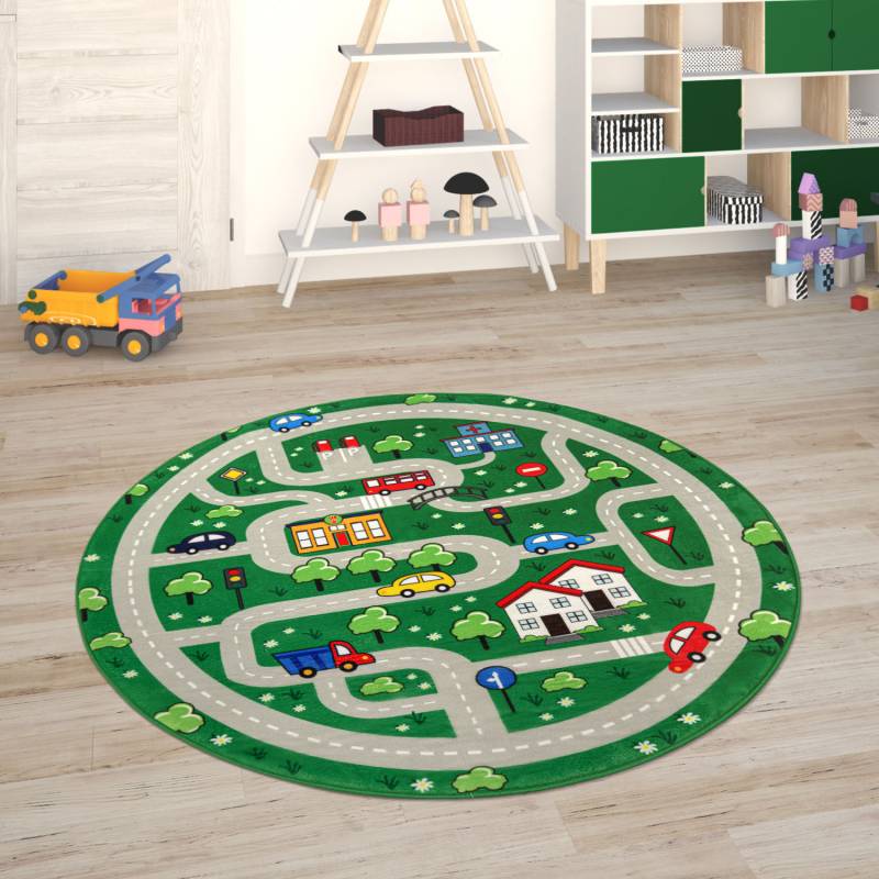 Paco Home Kinderteppich »Chicos 559«, rund, 2 mm Höhe, Flachgewebe, Strassen-Spiel-Teppich, Kinderzimmer von PACO HOME