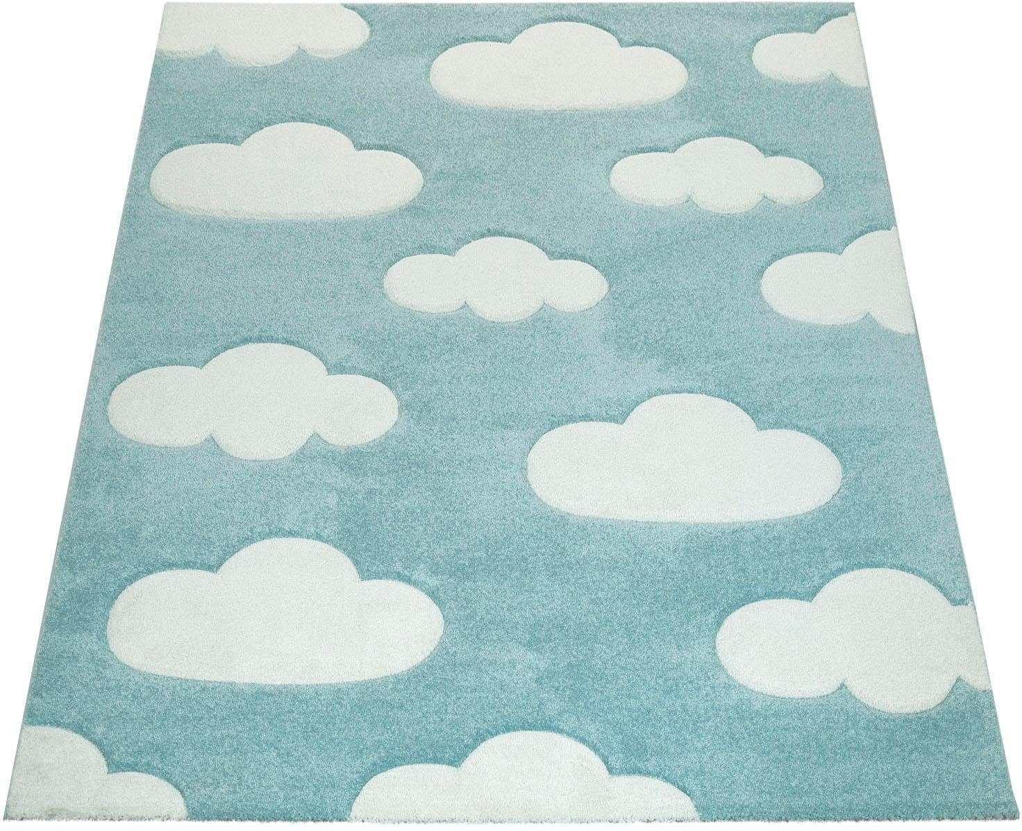 Paco Home Kinderteppich »Cosmo 342«, rechteckig, 3D-Design, niedliches Wolken Motiv, Pastell-Farben, Kinderzimmer von PACO HOME