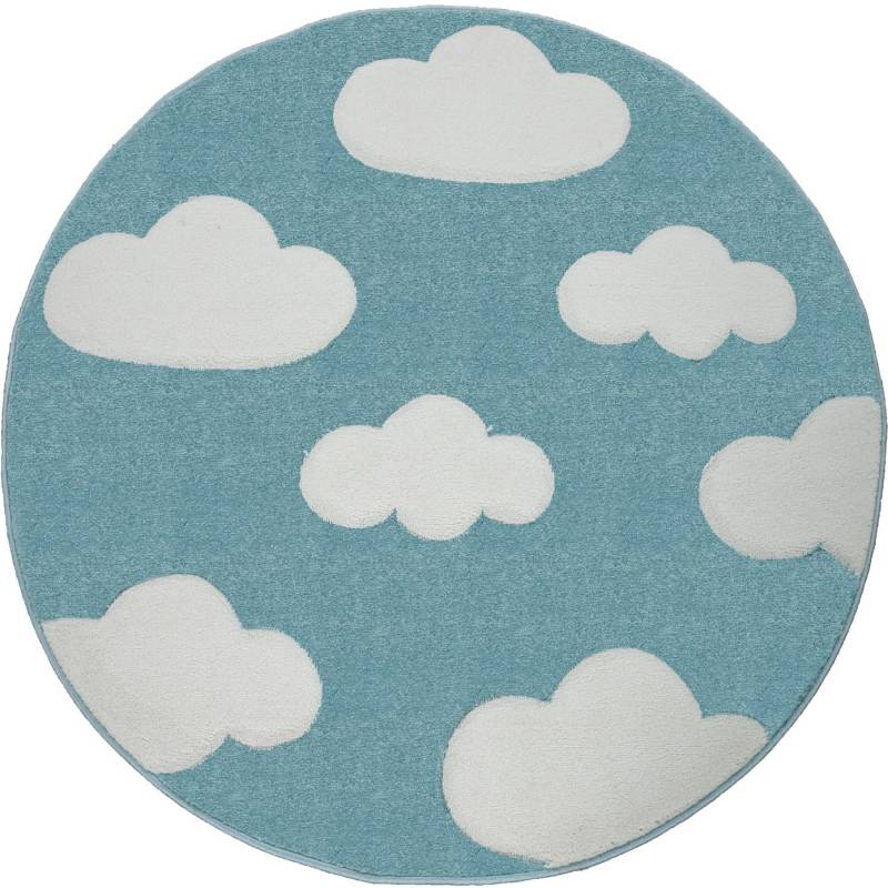 Paco Home Kinderteppich »Cosmo 342«, rund, 18 mm Höhe, 3D-Design, niedliches Wolken Motiv, Pastell-Farben, Kinderzimmer von PACO HOME