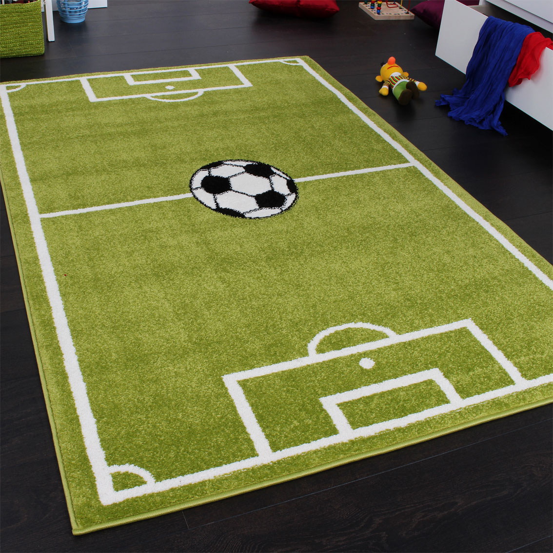 Paco Home Kinderteppich »ECE Fussball 953«, rechteckig, 14 mm Höhe, Kurzflor, Spiel-Teppich, Motiv Fussballfeld, Kinderzimmer von PACO HOME