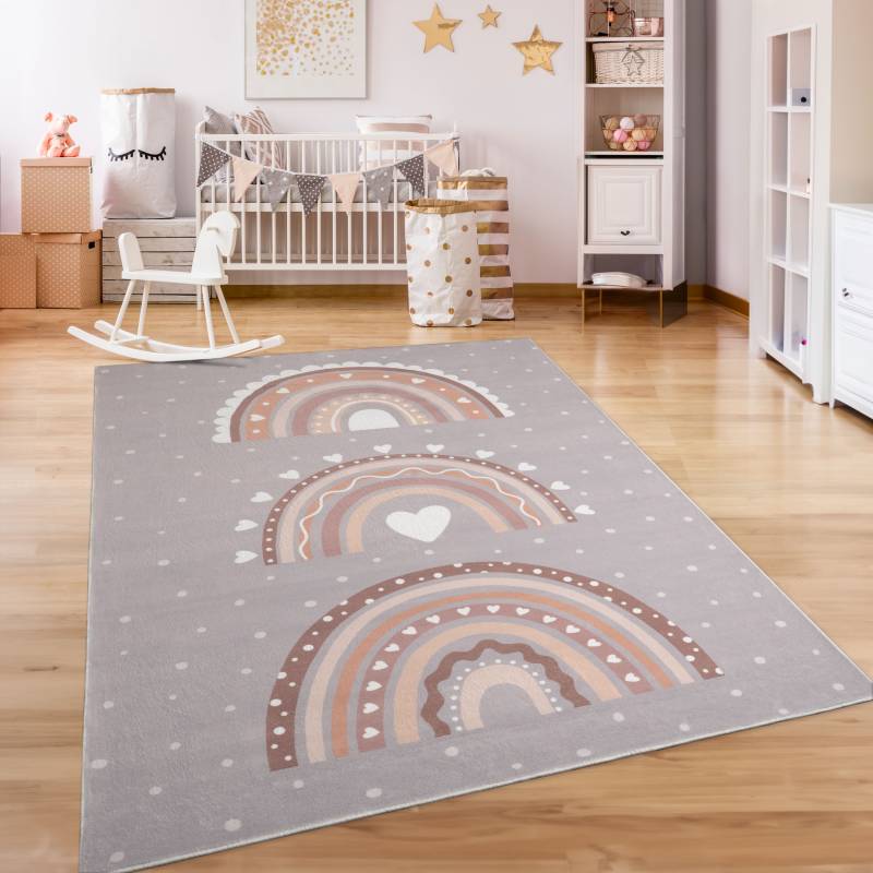 Paco Home Kinderteppich »Eliz 392«, rechteckig, Kurzflor, Spielteppich, Patchwork-Muster, Motiv Punkte & Regenbogen von PACO HOME