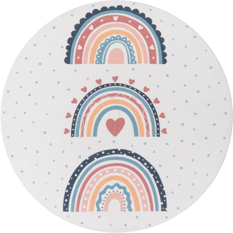 Paco Home Kinderteppich »Eliz 392«, rund, Kurzflor, Spielteppich, Patchwork-Muster, Motiv Punkte & Regenbogen von PACO HOME