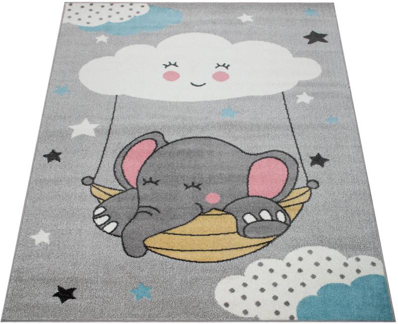 Paco Home Kinderteppich »Nino 881«, rechteckig, Spielteppich, Kurzflor, Motiv Wolke, Sterne & Elefant, Kinderzimmer von PACO HOME