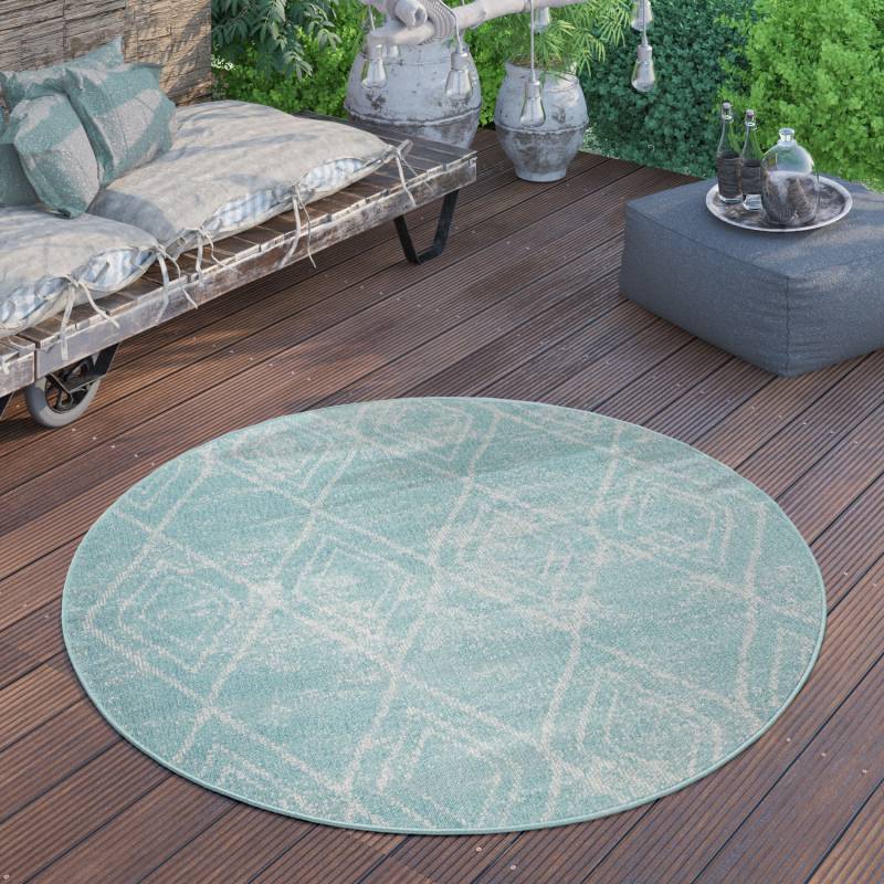 Paco Home Teppich »Artigo 427«, rund, 11 mm Höhe, Kurzflor, Rauten Design, In- und Outdoor geeignet von PACO HOME