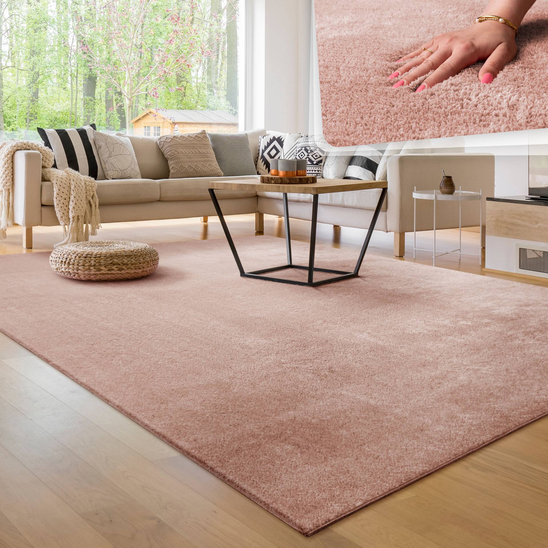 Paco Home Teppich »Cadiz 630«, rechteckig, Uni-Farben, besonders weich, waschbar, auch als Läufer erhältlich von PACO HOME