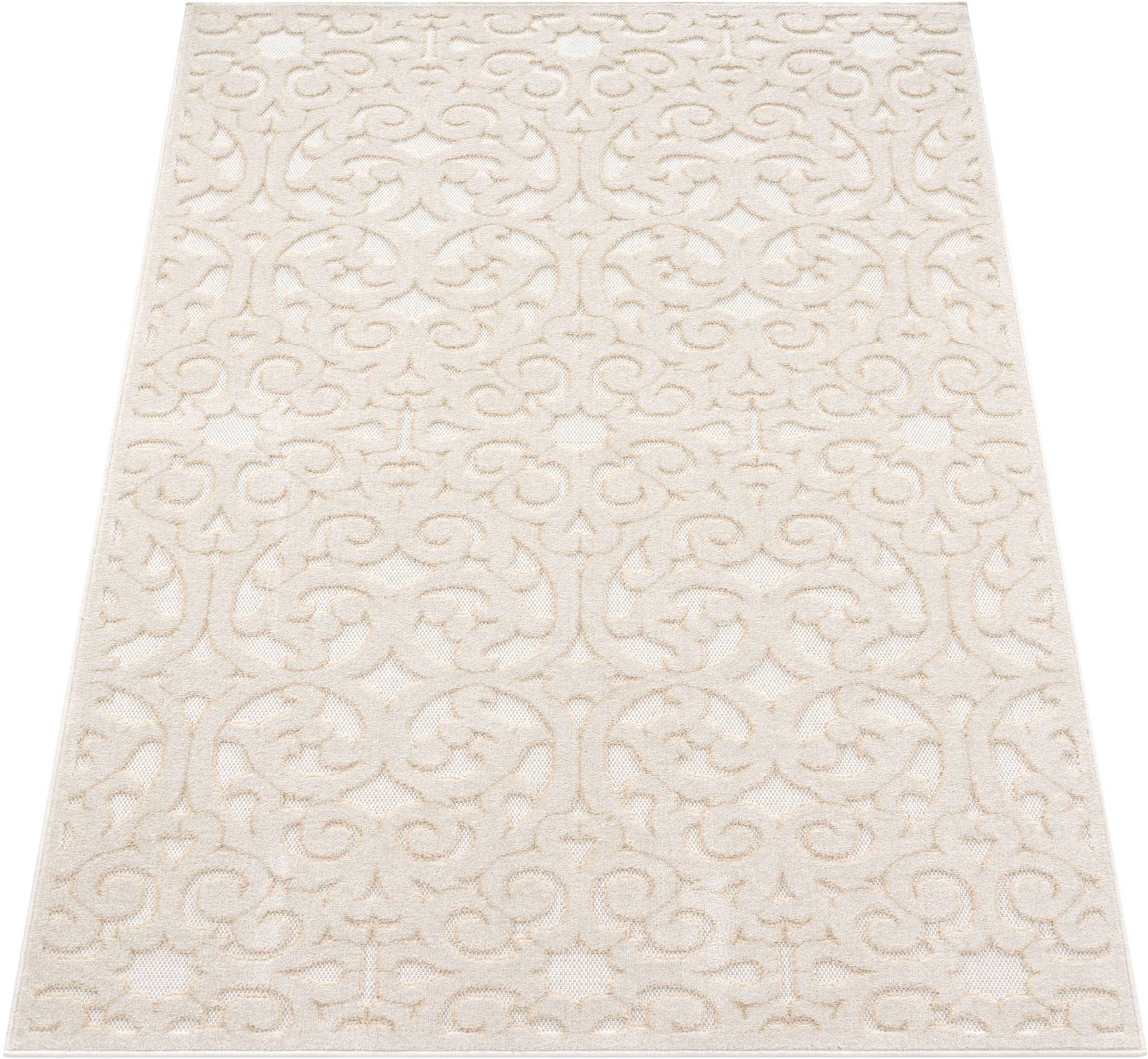 Paco Home Teppich »Cotton 234«, rechteckig, Uni-Farben, Hoch-Tief Effekt, Ornamente, boho, Outdoor geeignet von PACO HOME