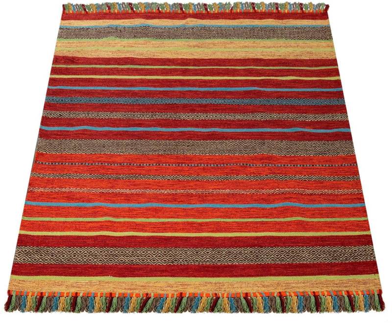 Paco Home Teppich »Kilim 213«, rechteckig, handgewebter Wendeteppich, reine Baumwolle, gestreift, Wohnzimmer von PACO HOME