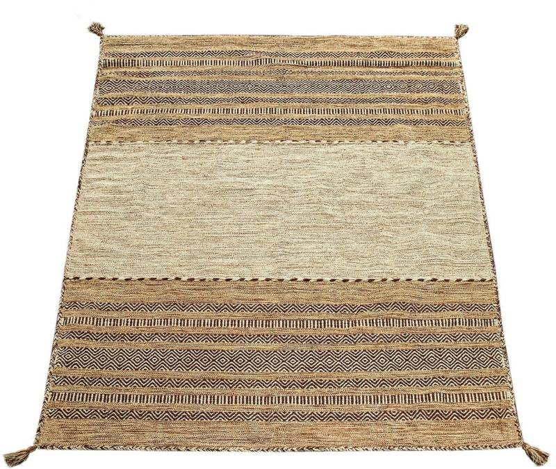 Paco Home Teppich »Kilim 217«, rechteckig, 12 mm Höhe, handgewebter Wendeteppich, reine Baumwolle, gestreift, Wohnzimmer von PACO HOME