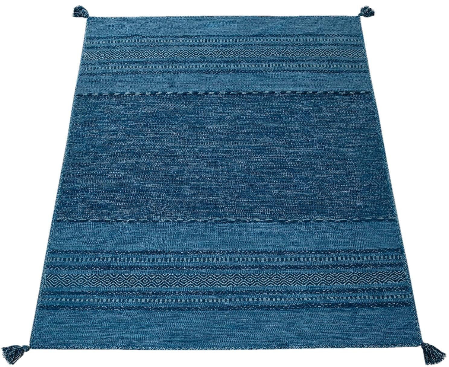 Paco Home Teppich »Kilim 217«, rechteckig, 12 mm Höhe, handgewebter Wendeteppich, reine Baumwolle, gestreift, Wohnzimmer von PACO HOME