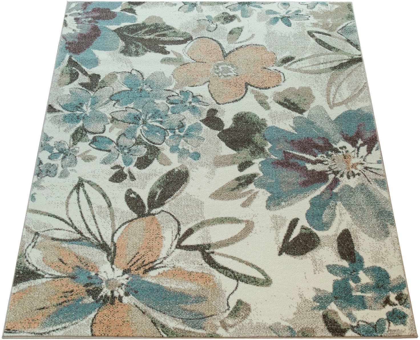 Paco Home Teppich »Kosy 515«, rechteckig, Kurzflor, buntes Blumen Design, ideal im Wohnzimmer & Schlafzimmer von PACO HOME