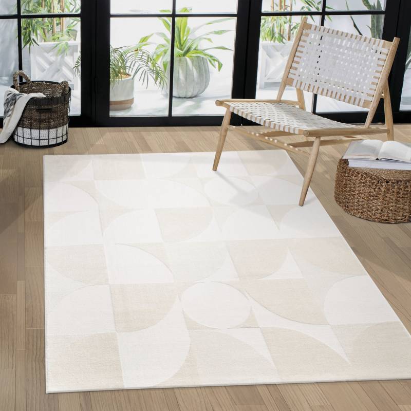 Paco Home Teppich »Luzern 656«, rechteckig, 13 mm Höhe, Kurzflor, Uni Farben, Hoch-Tief-Struktur, Scandi Design von PACO HOME