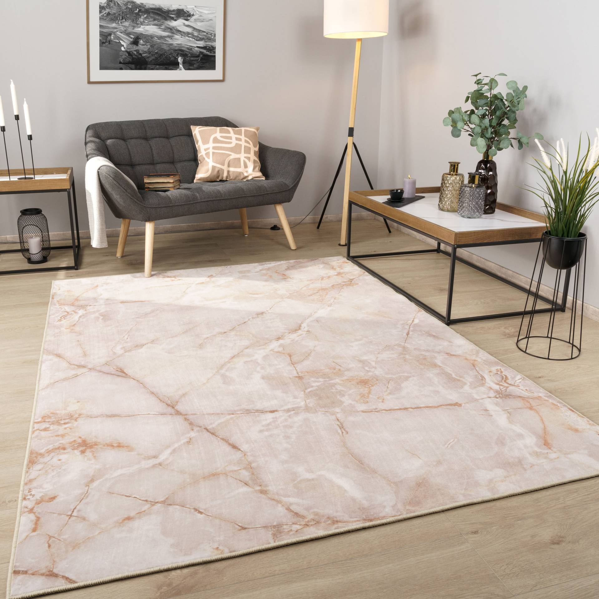 Paco Home Teppich »Marble 246«, rechteckig, 6 mm Höhe, Kurzflor, modernes Marmor Design, Wohnzimmer, Schlafzimmer von PACO HOME