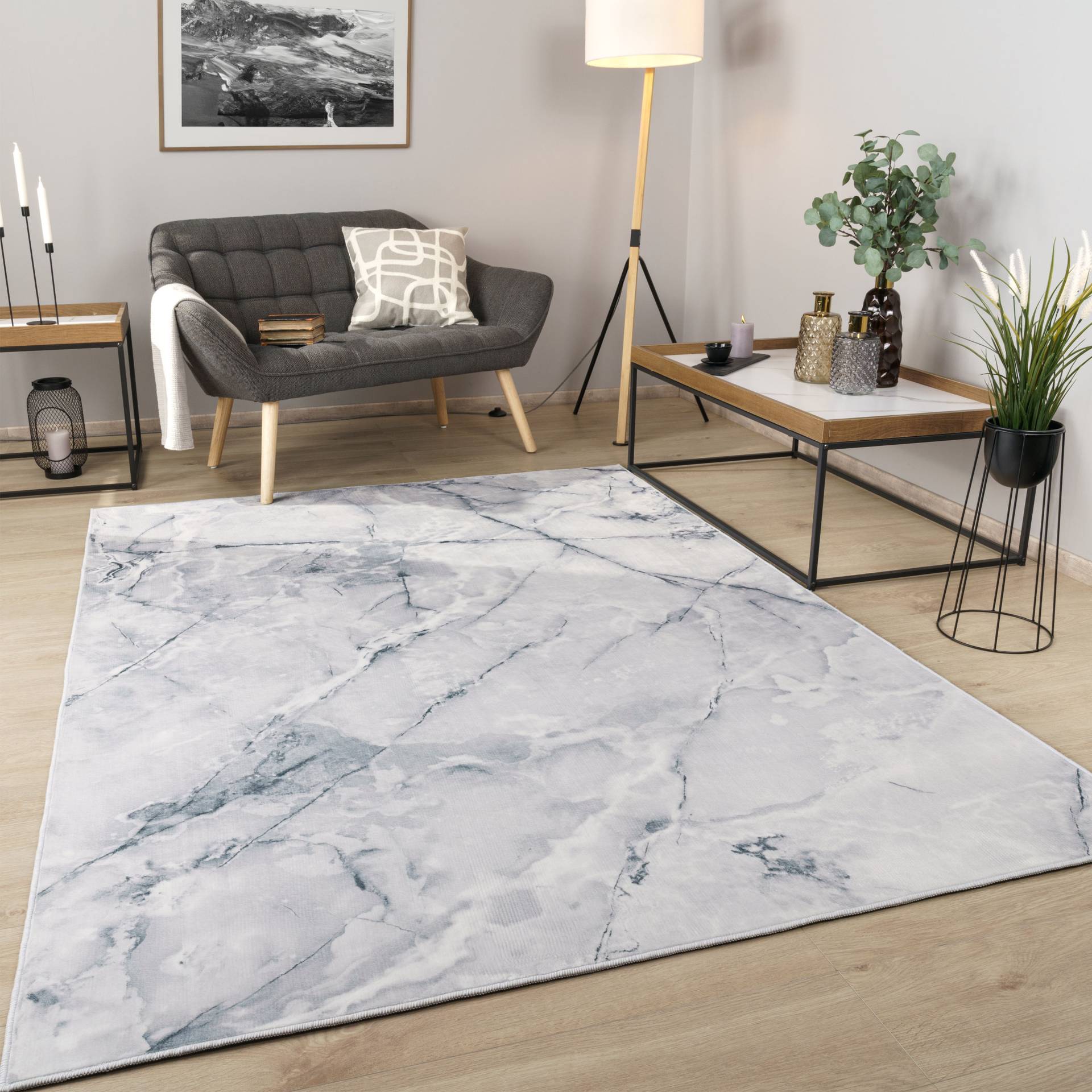 Paco Home Teppich »Marble 246«, rechteckig, 6 mm Höhe, Kurzflor, modernes Marmor Design, Wohnzimmer, Schlafzimmer von PACO HOME