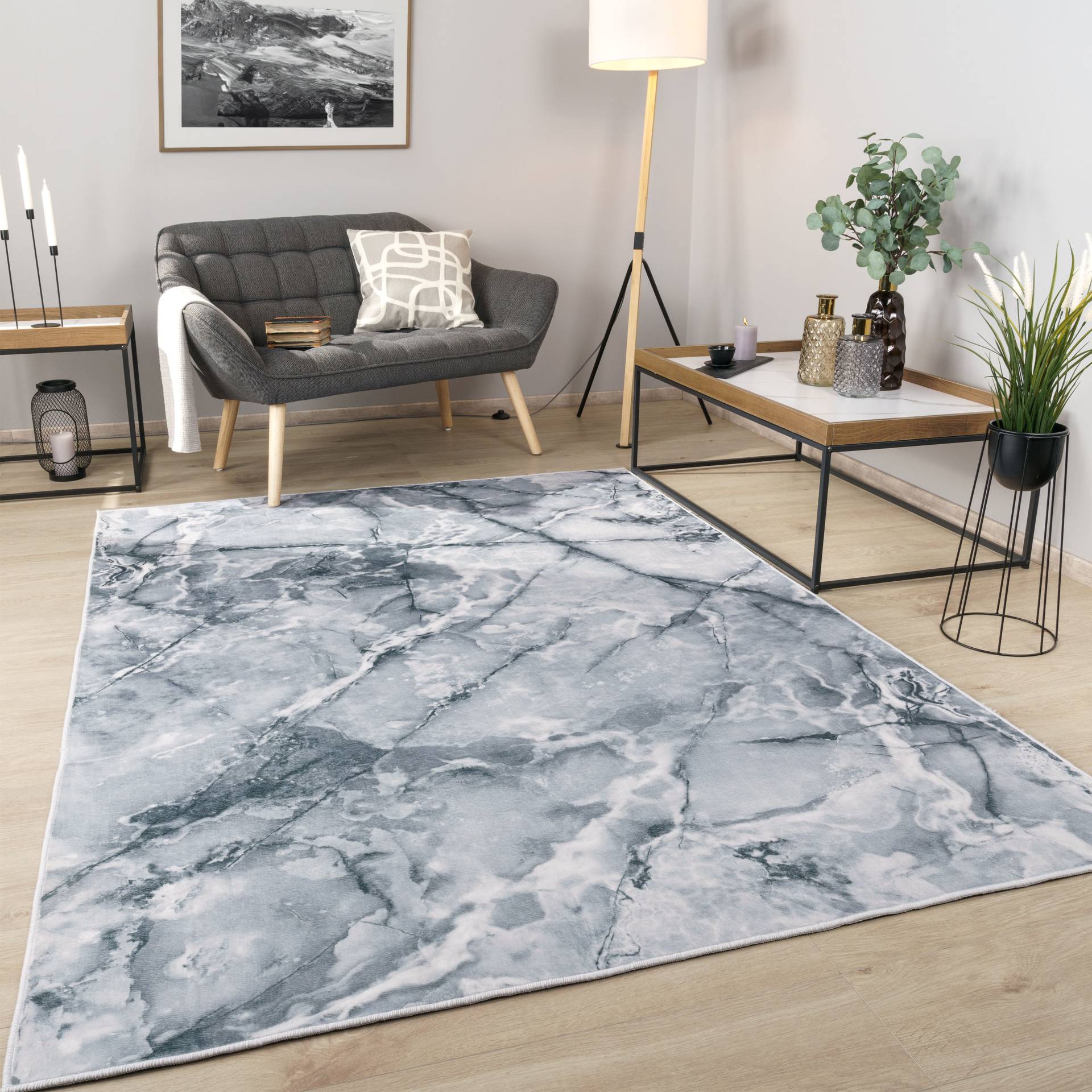 Paco Home Teppich »Marble 247«, rechteckig, Kurzflor, modernes Marmor Design, Wohnzimmer, Schlafzimmer von PACO HOME