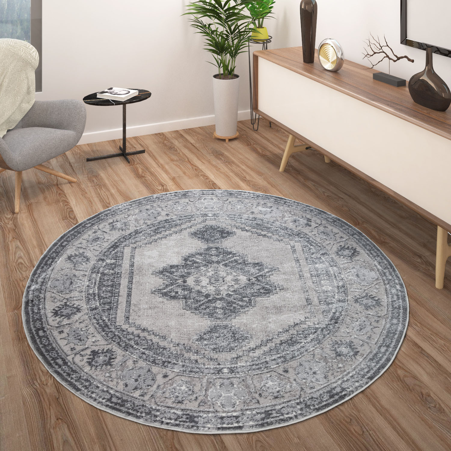 Paco Home Teppich »Neferu 976«, rund, Kurzflor, Orient Optik, 3D-Design, ideal im Wohnzimmer & Schlafzimmer von PACO HOME