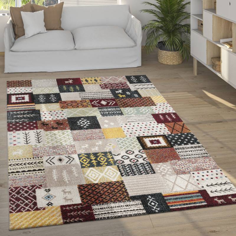 Paco Home Teppich »Nomaden 816«, rechteckig, 16 mm Höhe, Kurzflor, Gabbeh Design, Patchwork Design von PACO HOME