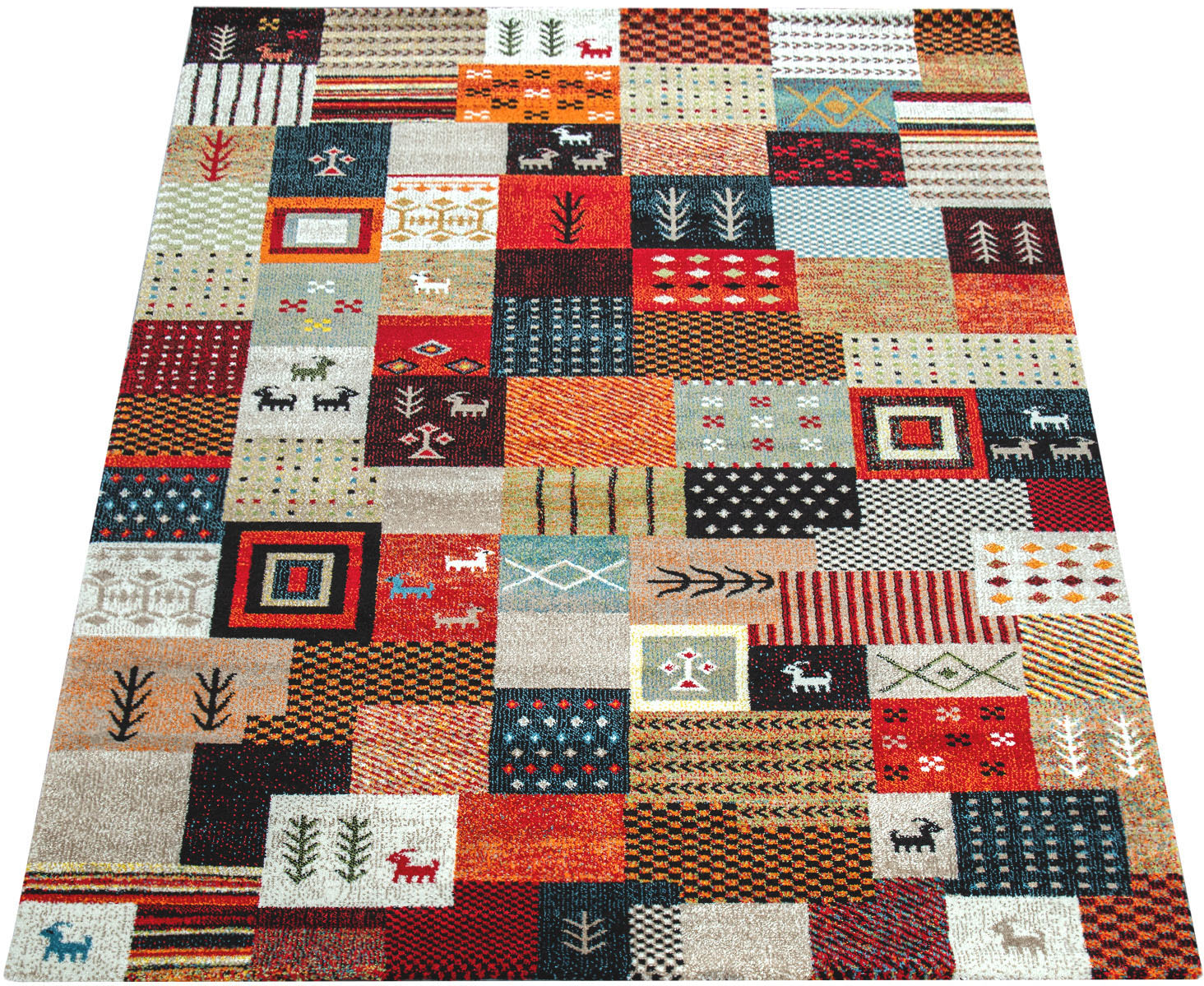 Paco Home Teppich »Nomaden 816«, rechteckig, 16 mm Höhe, Kurzflor, Gabbeh Design, Patchwork Design von PACO HOME