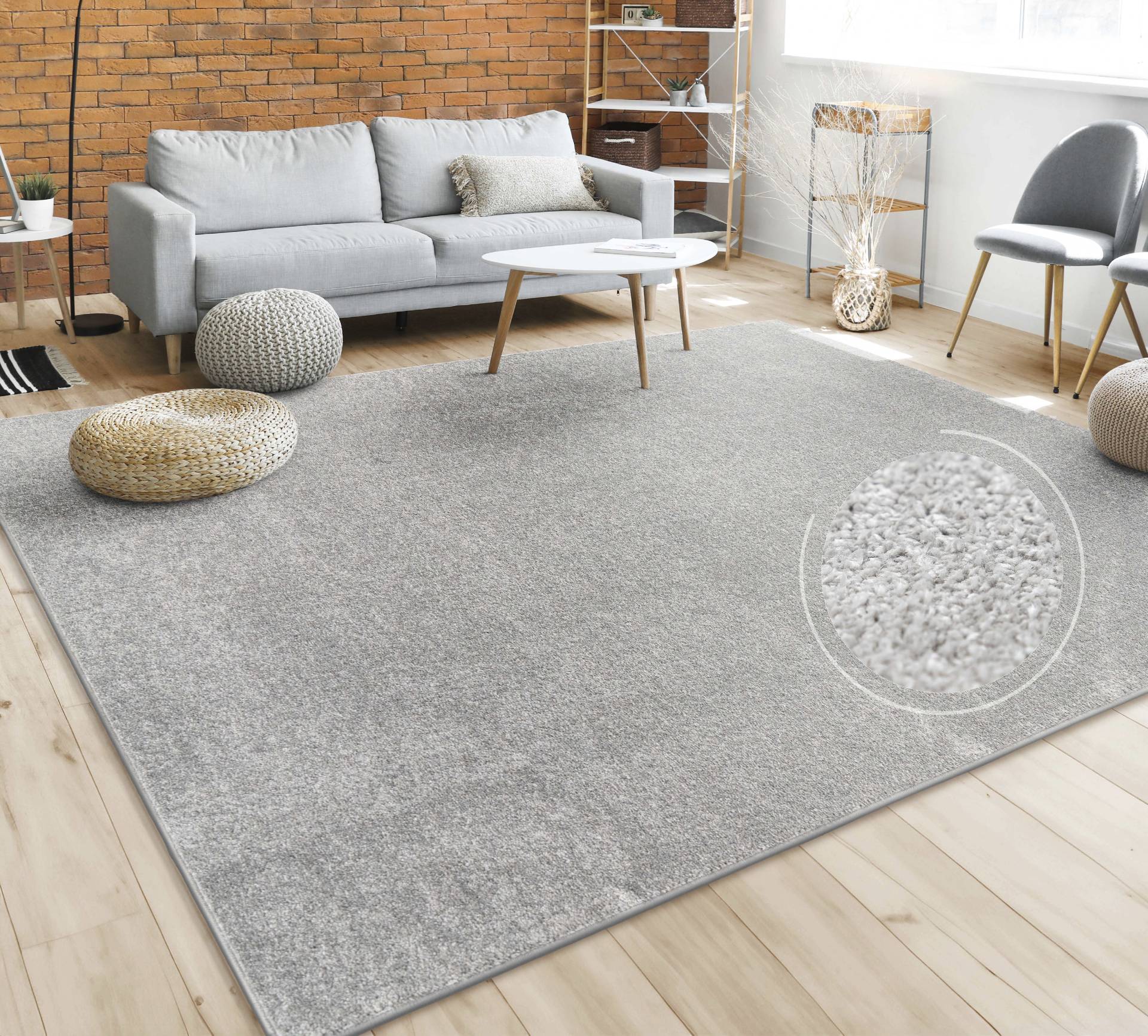 Paco Home Teppich »Porto 890«, rechteckig, Kurzflor, Uni-Farben, ideal im Wohnzimmer & Schlafzimmer von PACO HOME