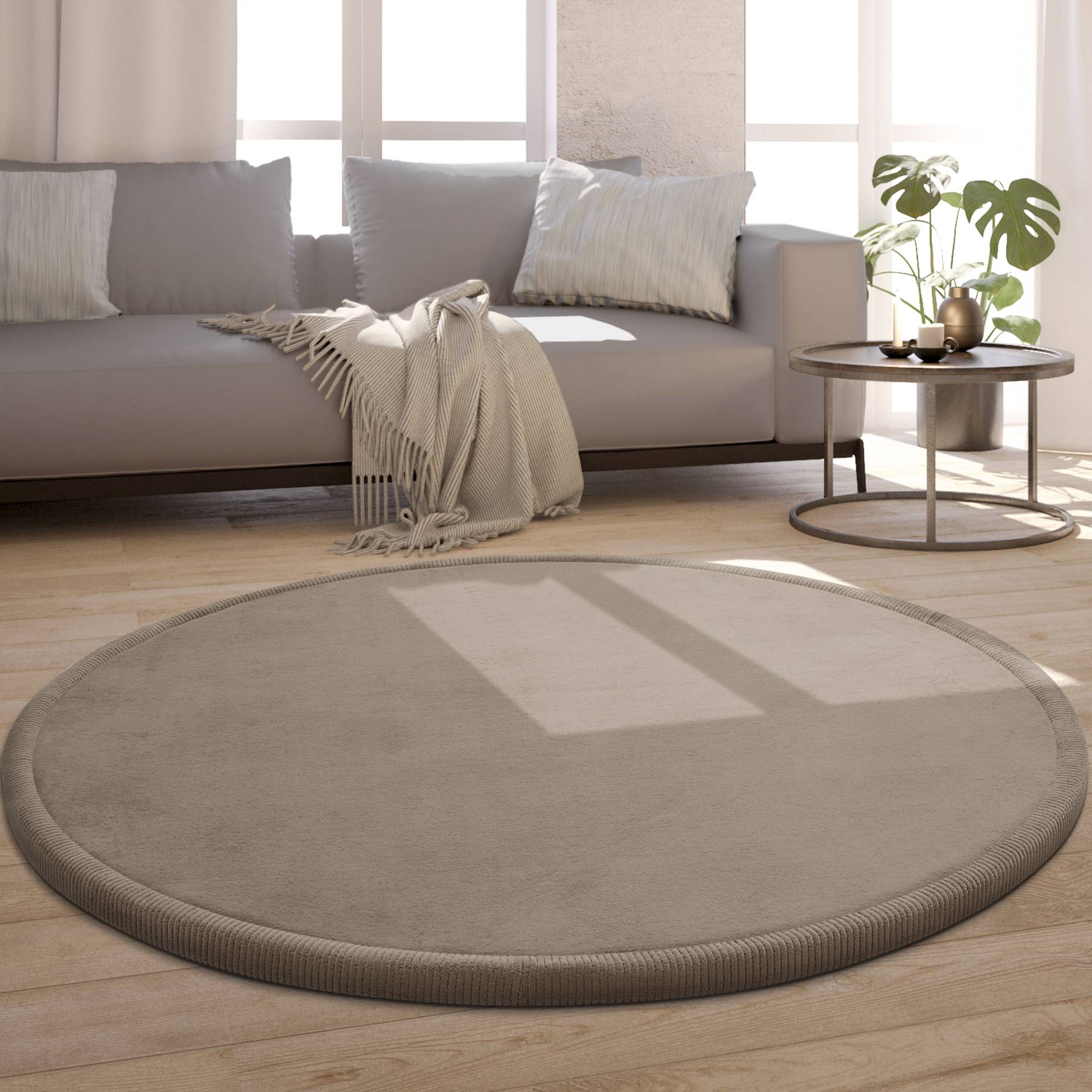 Paco Home Teppich »Tatami 475«, rund, Kurzflor, Uni Farben, mit Memory Foam, waschbar von PACO HOME