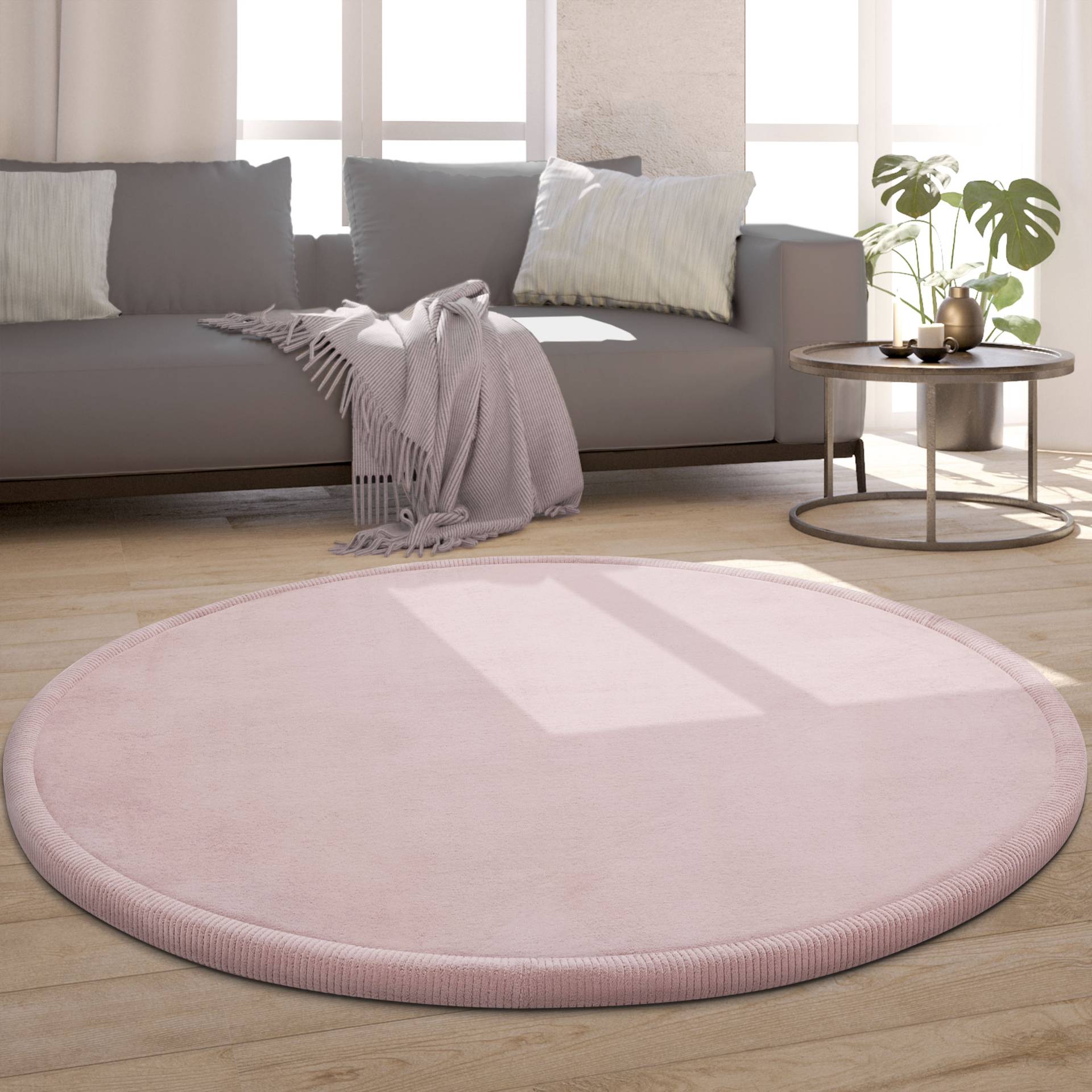 Paco Home Teppich »Tatami 475«, rund, Kurzflor, Uni Farben, mit Memory Foam, waschbar von PACO HOME