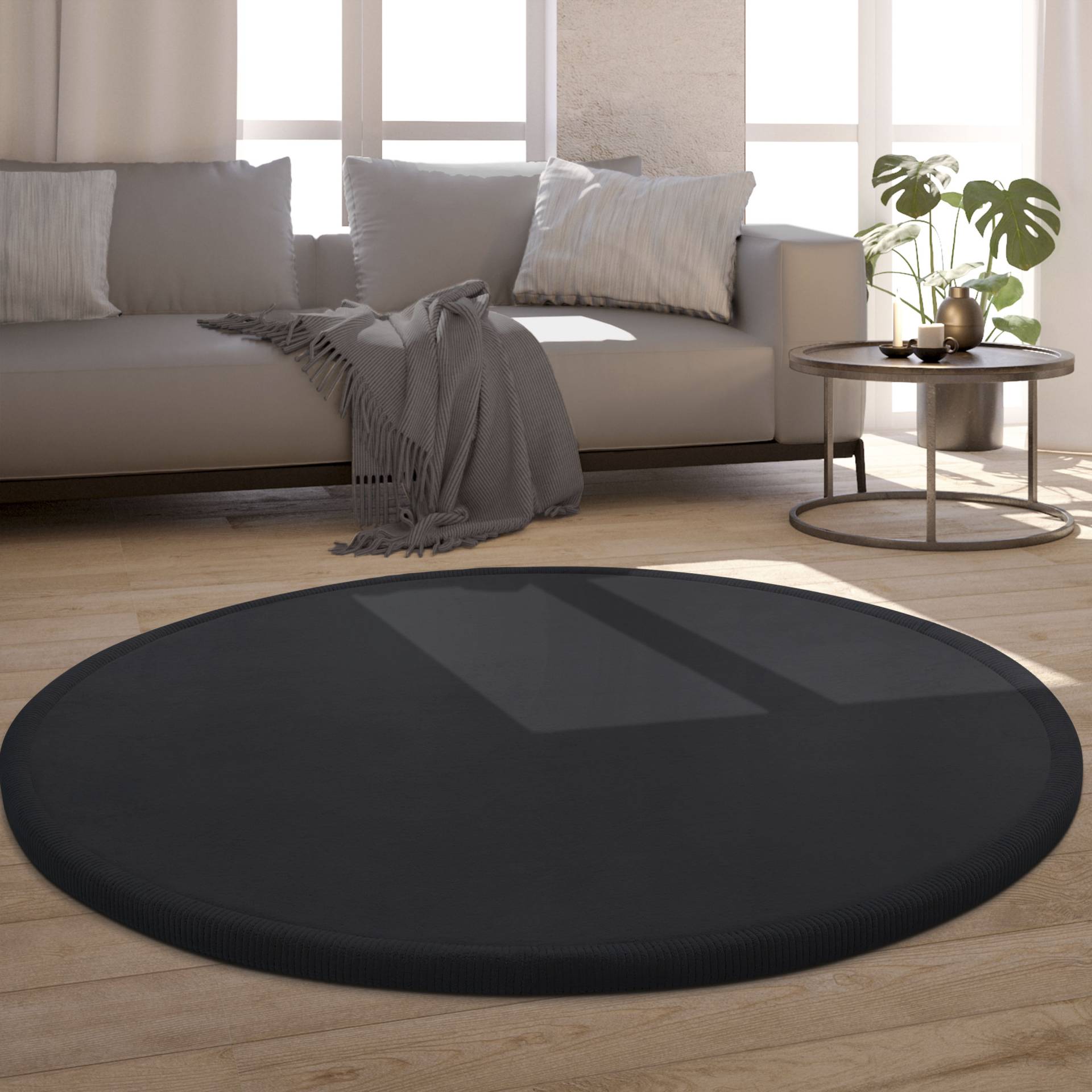 Paco Home Teppich »Tatami 475«, rund, Kurzflor, Uni Farben, mit Memory Foam, waschbar von PACO HOME