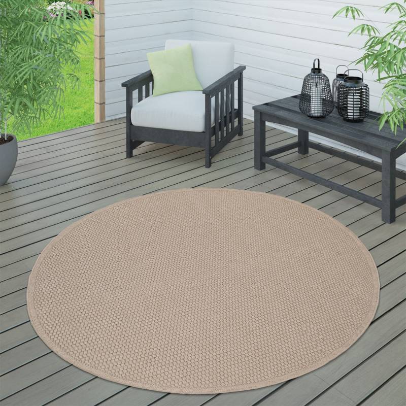 Paco Home Teppich »Timber 125«, rund, 4 mm Höhe, Flachgewebe, Sisal Optik, In- und Outdoor geeignet, Wohnzimmer von PACO HOME