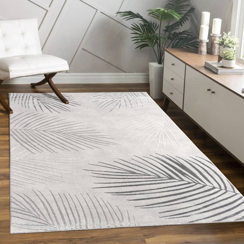 Paco Home Teppich »Tuana 218«, rechteckig, 15 mm Höhe, Kurzflor, modernes Blätter Design, Hoch-Tief-Struktur, Wohnzimmer von PACO HOME