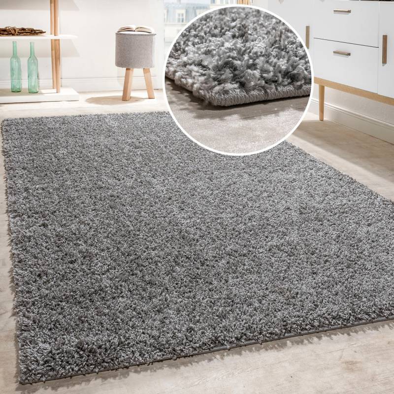 Paco Home Teppich »Twister 500«, rechteckig, Uni Hochflor Shaggy mit hoher Fadendichte von PACO HOME