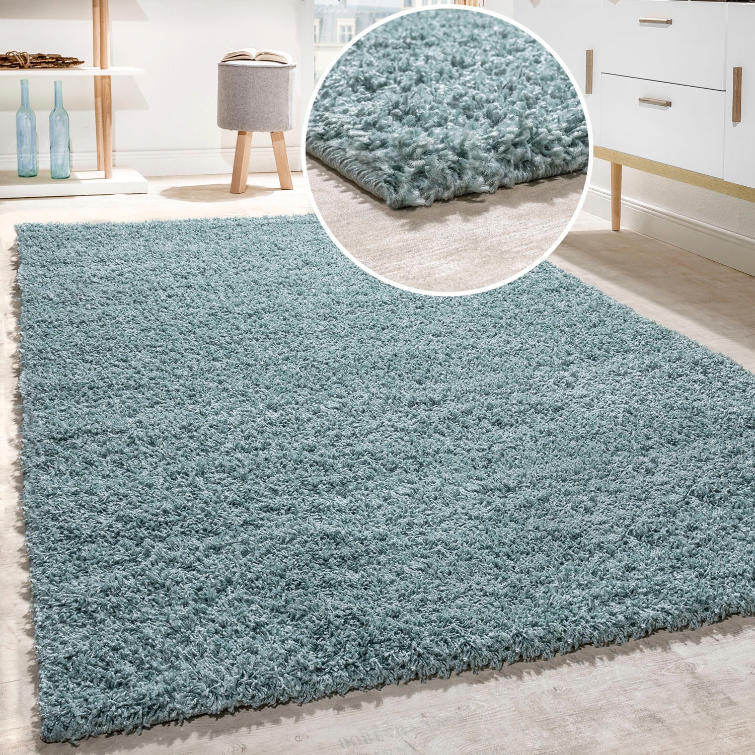 Paco Home Teppich »Twister 500«, rechteckig, Uni Hochflor Shaggy mit hoher Fadendichte von PACO HOME