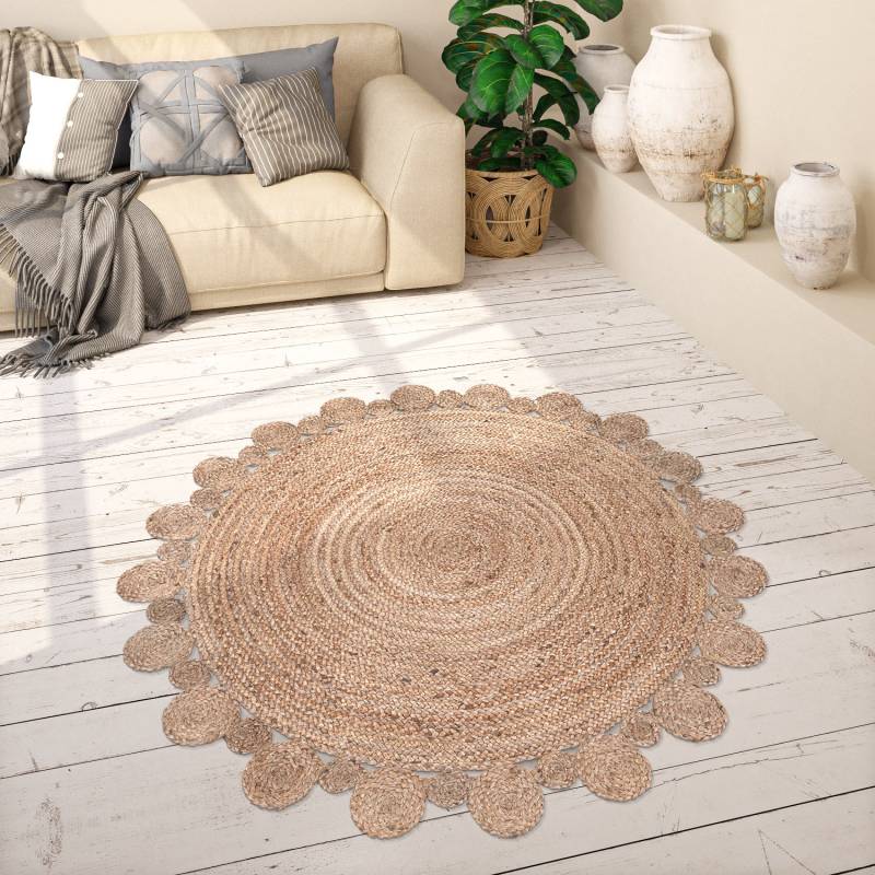 Paco Home Teppich »Viborg 592«, rund, 13 mm Höhe, handgefertigter Natur-Teppich, Jute, Boho, Ethno von PACO HOME