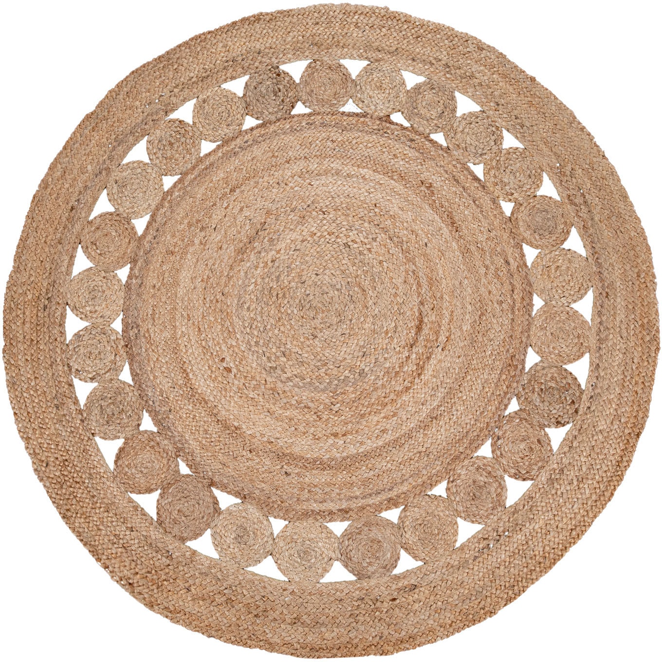 Paco Home Teppich »Viborg 593«, rund, 13 mm Höhe, Jute, Modern, Boho, Ethno, Handgefertigter Natur-Teppich von PACO HOME