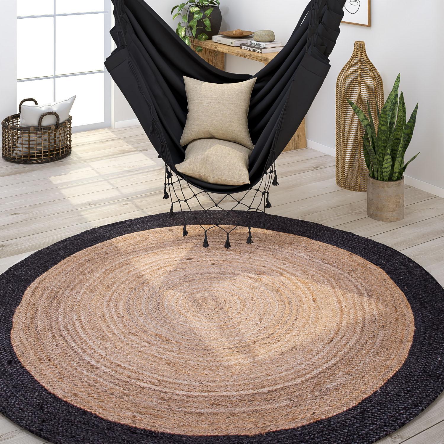 Paco Home Teppich »Viborg 594«, rund, Jute, Modern, Boho, Ethno, Handgefertigter Natur-Teppich von PACO HOME