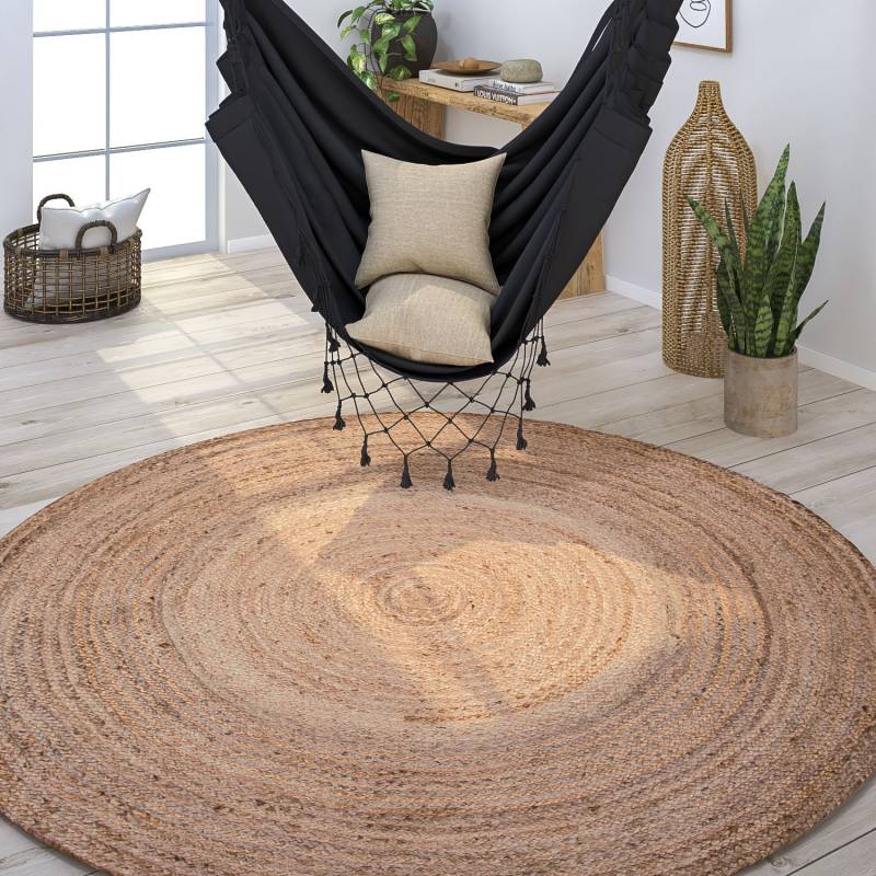 Paco Home Teppich »Viborg 595«, rund, 13 mm Höhe, Jute, Modern, Boho, Handgefertigter Natur-Teppich von PACO HOME