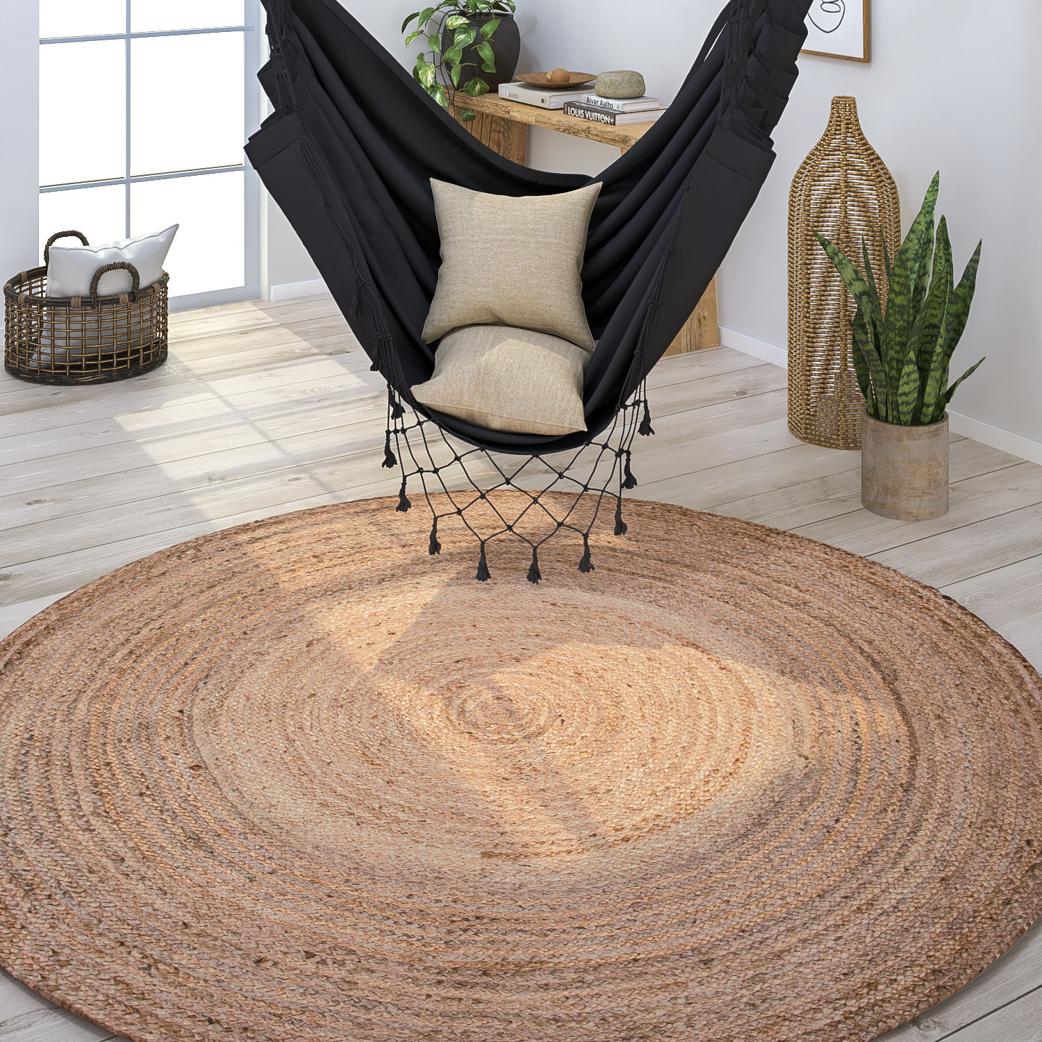 Paco Home Teppich »Viborg 595«, rund, Jute, Modern, Boho, Handgefertigter Natur-Teppich von PACO HOME