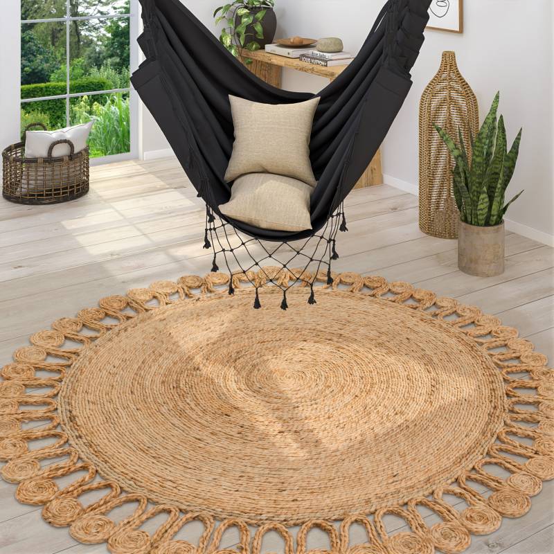 Paco Home Teppich »Viborg 597«, rund, handgefertigter Natur-Teppich, Jute, Modern, Boho, Ethno von PACO HOME