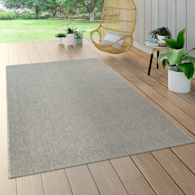 Paco Home Teppich »Waregem 621«, rechteckig, 4 mm Höhe, Flachgewebe, meliert, mit Bordüre, Outdoor geeignet, Wohnzimmer von PACO HOME