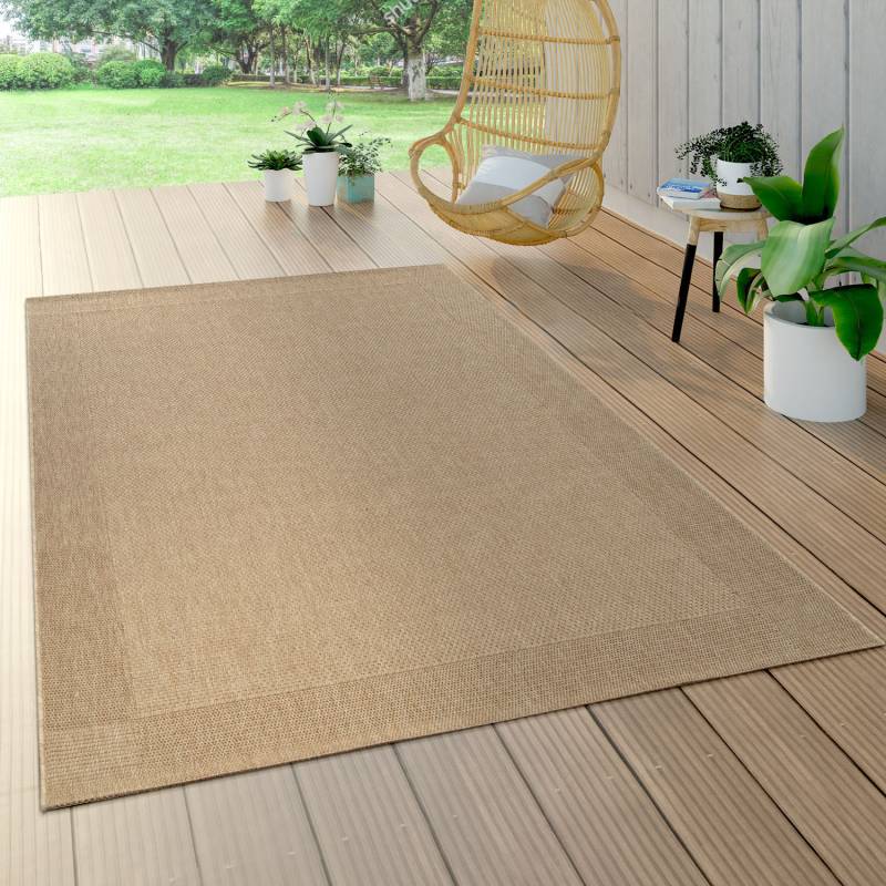 Paco Home Teppich »Waregem 621«, rechteckig, 4 mm Höhe, Flachgewebe, meliert, mit Bordüre, Outdoor geeignet, Wohnzimmer von PACO HOME