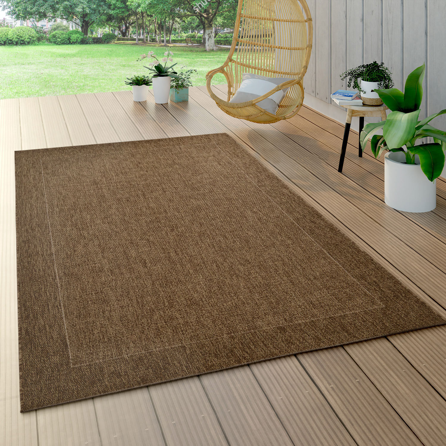 Paco Home Teppich »Waregem 621«, rechteckig, Flachgewebe, meliert, mit Bordüre, Outdoor geeignet, Wohnzimmer von PACO HOME