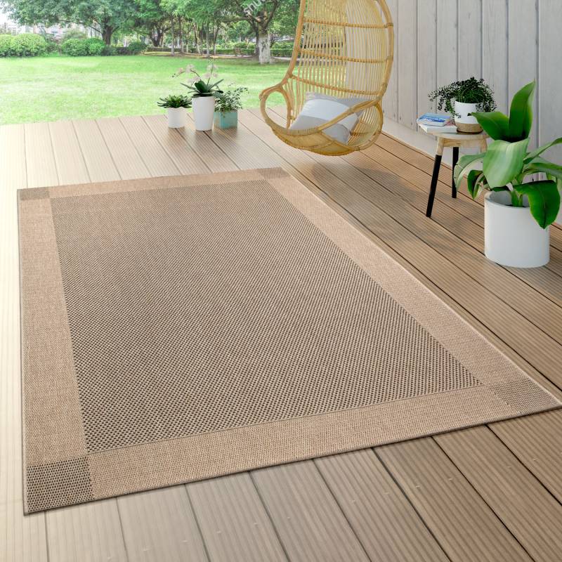 Paco Home Teppich »Waregem 621«, rechteckig, 4 mm Höhe, Flachgewebe, meliert, mit Bordüre, Outdoor geeignet, Wohnzimmer von PACO HOME