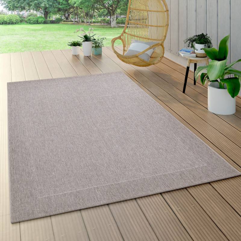 Paco Home Teppich »Waregem 621«, rechteckig, 4 mm Höhe, Flachgewebe, meliert, mit Bordüre, Outdoor geeignet, Wohnzimmer von PACO HOME