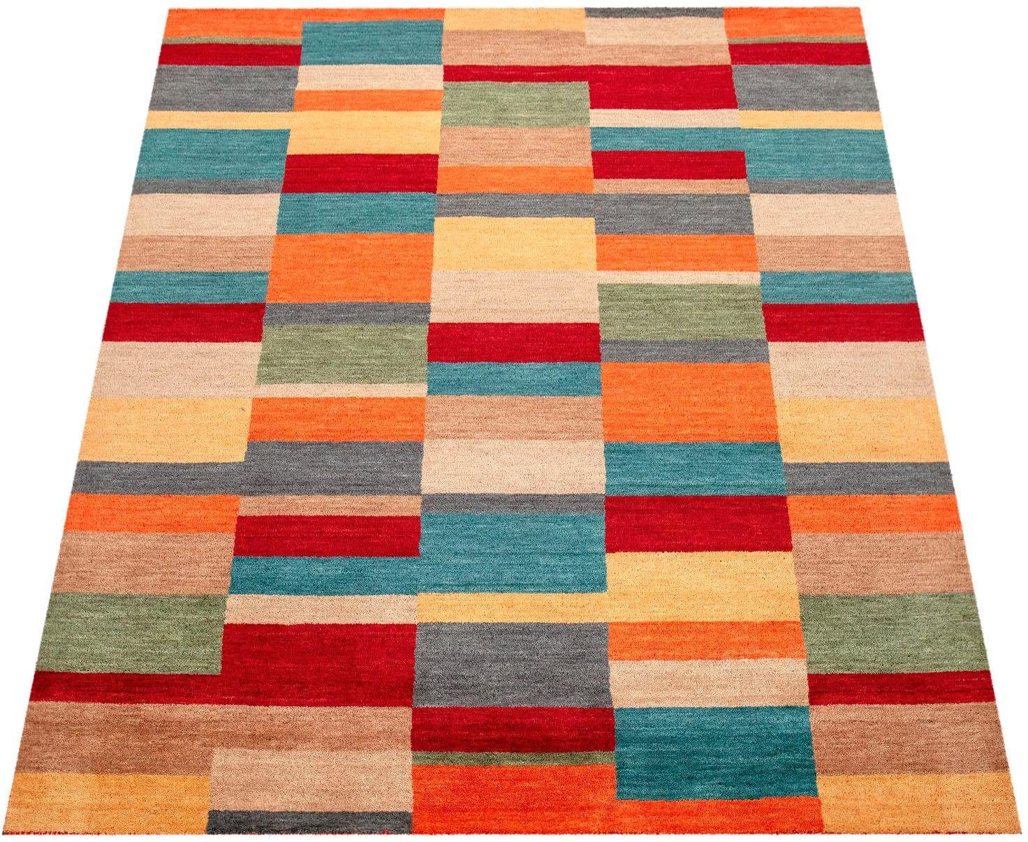 Paco Home Wollteppich »Gabbeh 305«, rechteckig, Kurzflor, handgewebt, reine Wolle, Gabbeh-Stil, Patchwork Design von PACO HOME