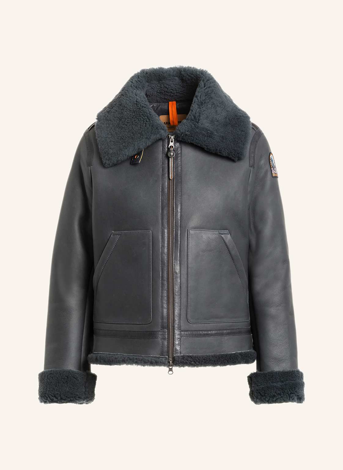 Parajumpers Lederjacke Gialean grau von PARAJUMPERS