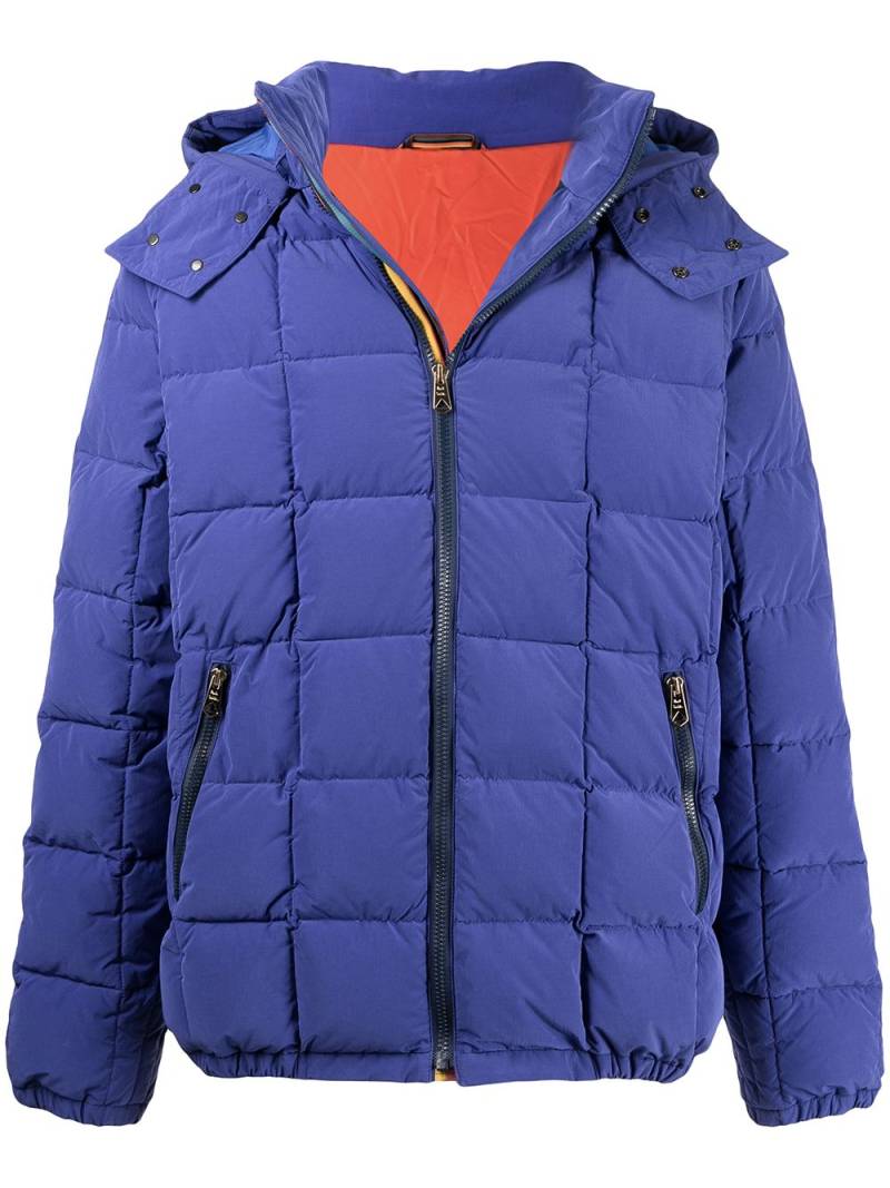 Paul Smith hooded cotton-nylon down jacket - Blue von Paul Smith