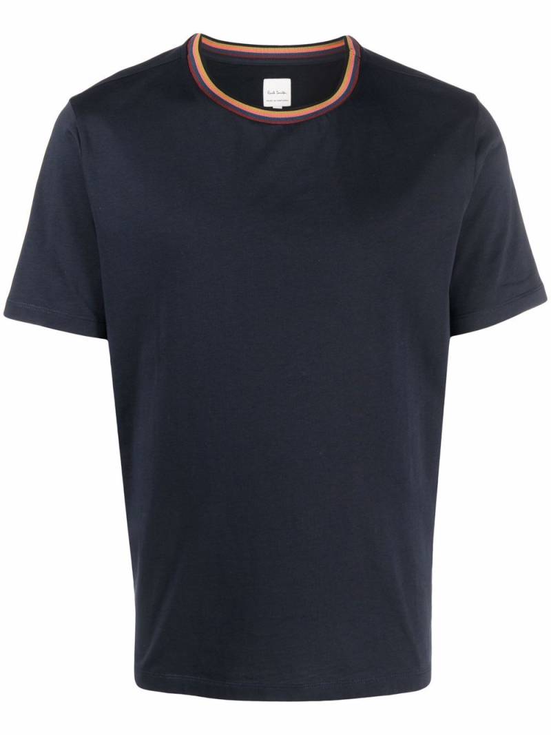 Paul Smith stripe-trim organic cotton T-shirt - Blue von Paul Smith