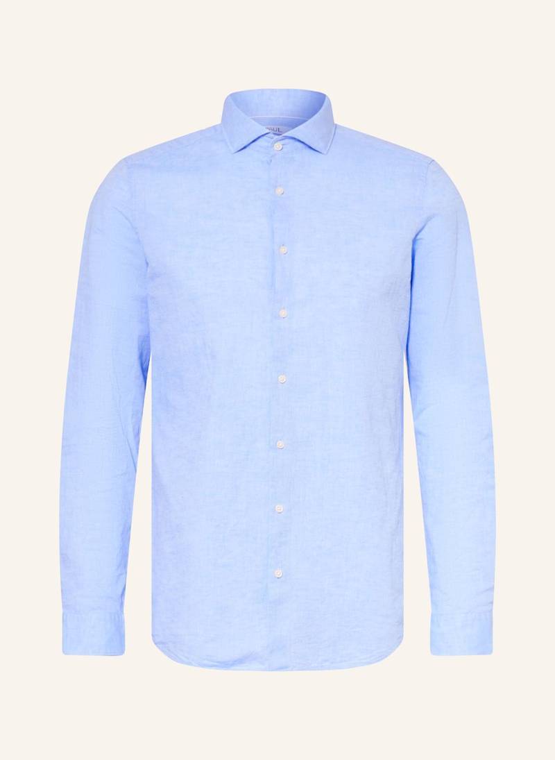 Paul Hemd Slim Fit Mit Leinen blau von PAUL