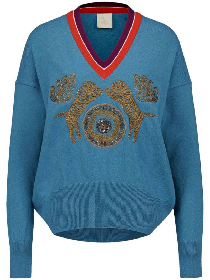 PAULA embroidered cashmere sweater - Blue von PAULA