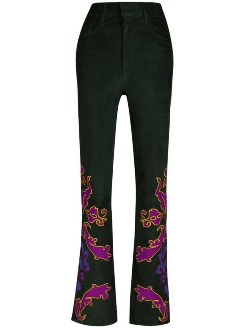 PAULA embroidered suede trousers - Green von PAULA