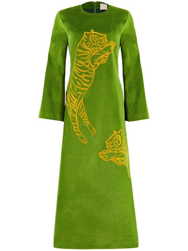 PAULA embroidered velvet dress - Green von PAULA