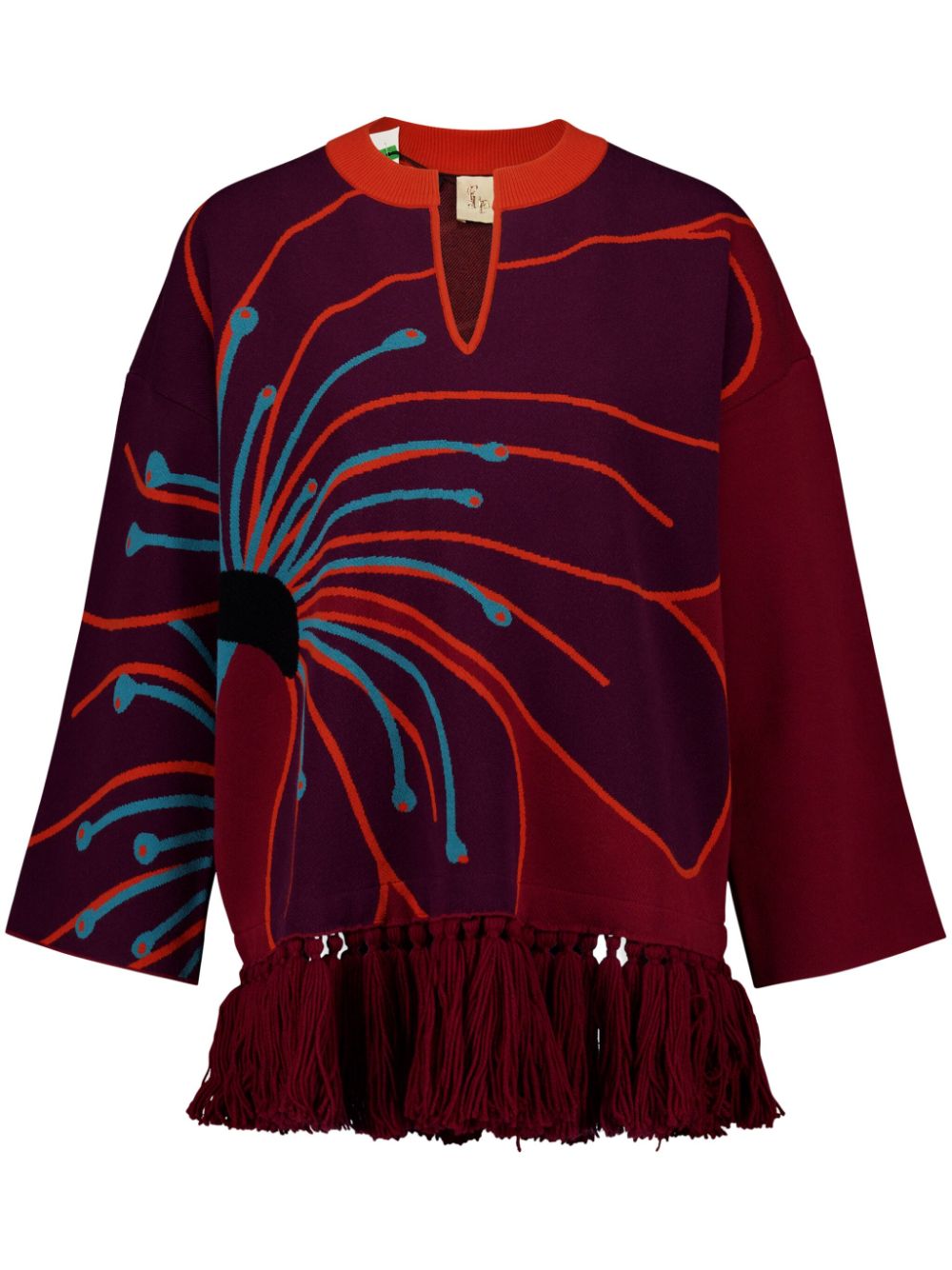 PAULA fringe-detail jacquard sweater - Red von PAULA