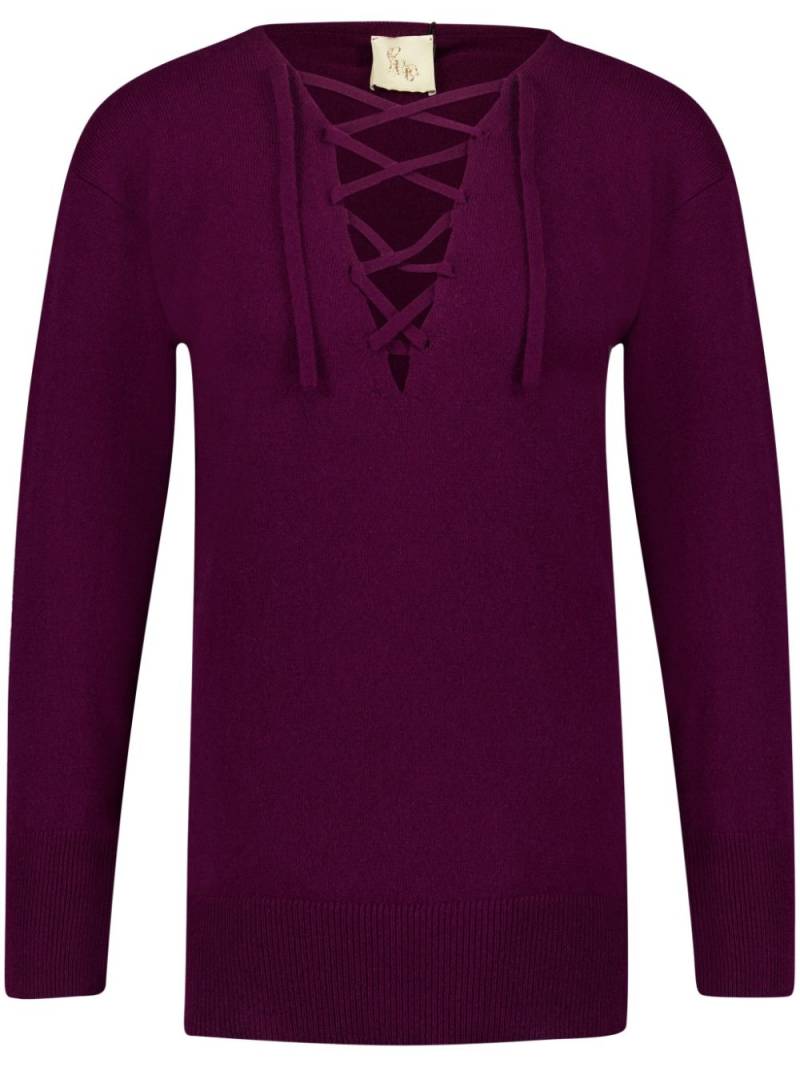 PAULA lace-up cashmere sweater - Purple von PAULA